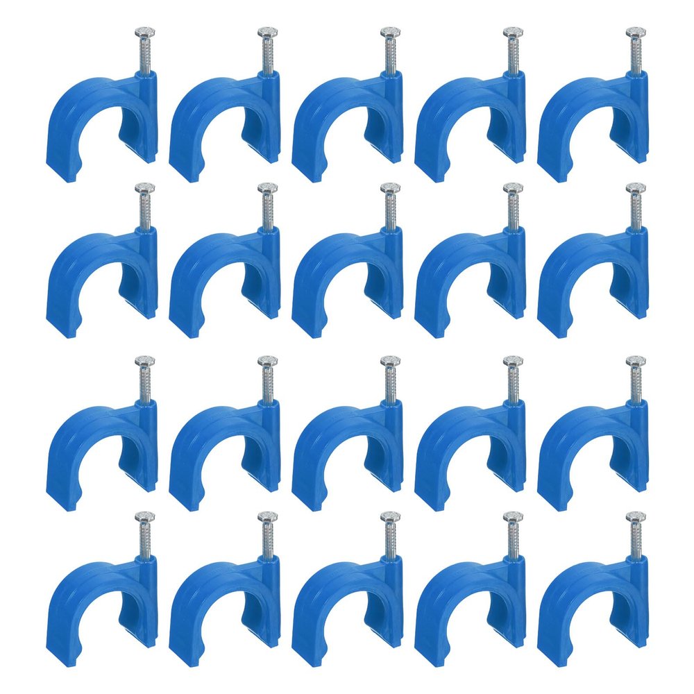uxcell Cable Clips with Steel Nail, 50Pcs 20mm/0.79" Plastic Cable Wire Clips, Ethernet Cable Clips Nail in Cable Clips for Home Wires Cables Cords Management, Blue