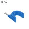 uxcell Cable Clips with Steel Nail, 50Pcs 20mm/0.79" Plastic Cable Wire Clips, Ethernet Cable Clips Nail in Cable Clips for Home Wires Cables Cords Management, Blue view 3