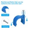 uxcell Cable Clips with Steel Nail, 50Pcs 20mm/0.79" Plastic Cable Wire Clips, Ethernet Cable Clips Nail in Cable Clips for Home Wires Cables Cords Management, Blue view 4