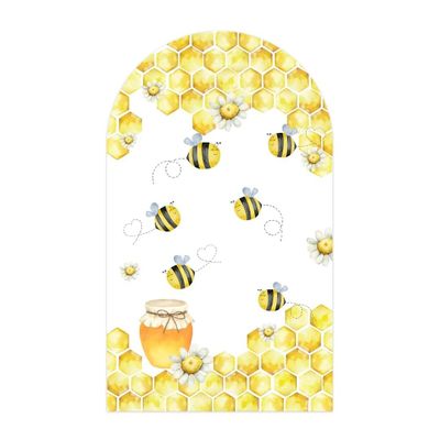 KONPON Honey Bee Arch Stretchy Covers for Birthday Party Decoration Honeycomb Honeypot Arched Stand Cover Baby Shower Favors Props(Only Cover)