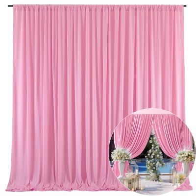 10 x 7 Feet Pink A Backdrop Curtain for Partie, Background Curtains for Photoshoot, Birthday, Wedding, Halloween, Thanksgiving, Christmas Day, New Year Party Decorations 5Ft x 7Ft, 2 Panels
