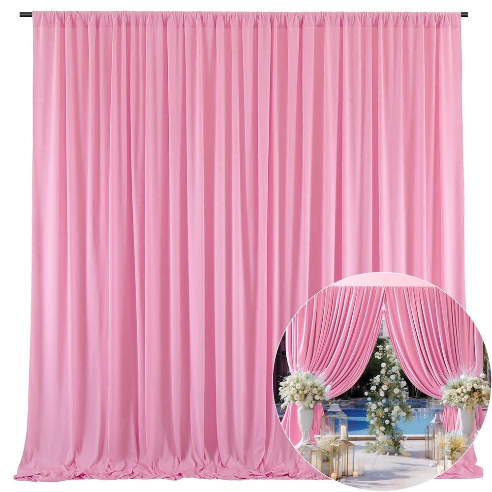 10 x 7 Feet Pink A Backdrop Curtain for Partie, Background Curtains for Photoshoot, Birthday, Wedding, Halloween, Thanksgiving, Christmas Day, New Year Party Decorations 5Ft x 7Ft, 2 Panels