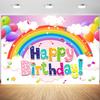 10x6.5ft Rainbow Birthday Backdrop for Girls Rainbow Party Photography Background Kids Happy Birthday Party Banner Cake Table Decorations Supplies Photo Booth Props view 1
