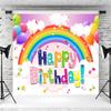 10x6.5ft Rainbow Birthday Backdrop for Girls Rainbow Party Photography Background Kids Happy Birthday Party Banner Cake Table Decorations Supplies Photo Booth Props view 4