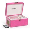 CD Player Portable for Home with Upgraded Speakers Bluetooth in/Out Rechargeable Desktop CD Player with LED Screen Boombox Music Player Hot Pink view 1