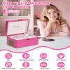 CD Player Portable for Home with Upgraded Speakers Bluetooth in/Out Rechargeable Desktop CD Player with LED Screen Boombox Music Player Hot Pink view 2