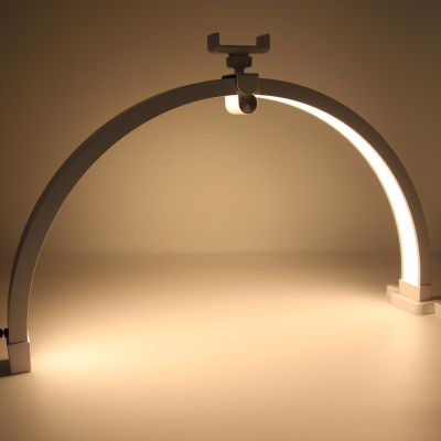 Serounder Half Moon Nail Desk Lamp, Touch Control 20 Lash Light with Phone Holder for Eyelash Extensions, Tattoo, Treatments, Manicures, 20W 32005600K, 1500LM (US Plug)