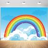 10x6.5ft Rainbow Backdrop Blue Sky Colorful Rainbow Cloud Photography Background Kids Birthday Baby Shower Party Banner Cake Table Decorations Supplies Photo Booth Props view 1