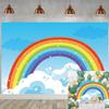 10x6.5ft Rainbow Backdrop Blue Sky Colorful Rainbow Cloud Photography Background Kids Birthday Baby Shower Party Banner Cake Table Decorations Supplies Photo Booth Props view 3