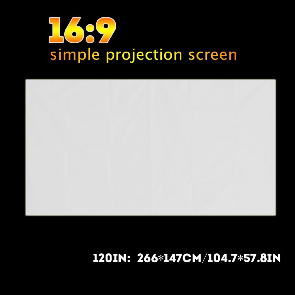 Akozon 1pc Portable e Color Projector Curtain Projection Sc 16:9 (120 inches)