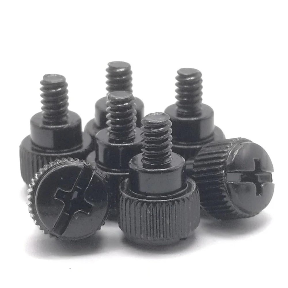 10Pcs 6#-32 * 5 Thread Teeth Length 5mm Computer PC Case Cooling Fan Toolless Adjustment Screw Thumbscrews Thumb Screw (Color : Black, Size : 6#-32 * 5)
