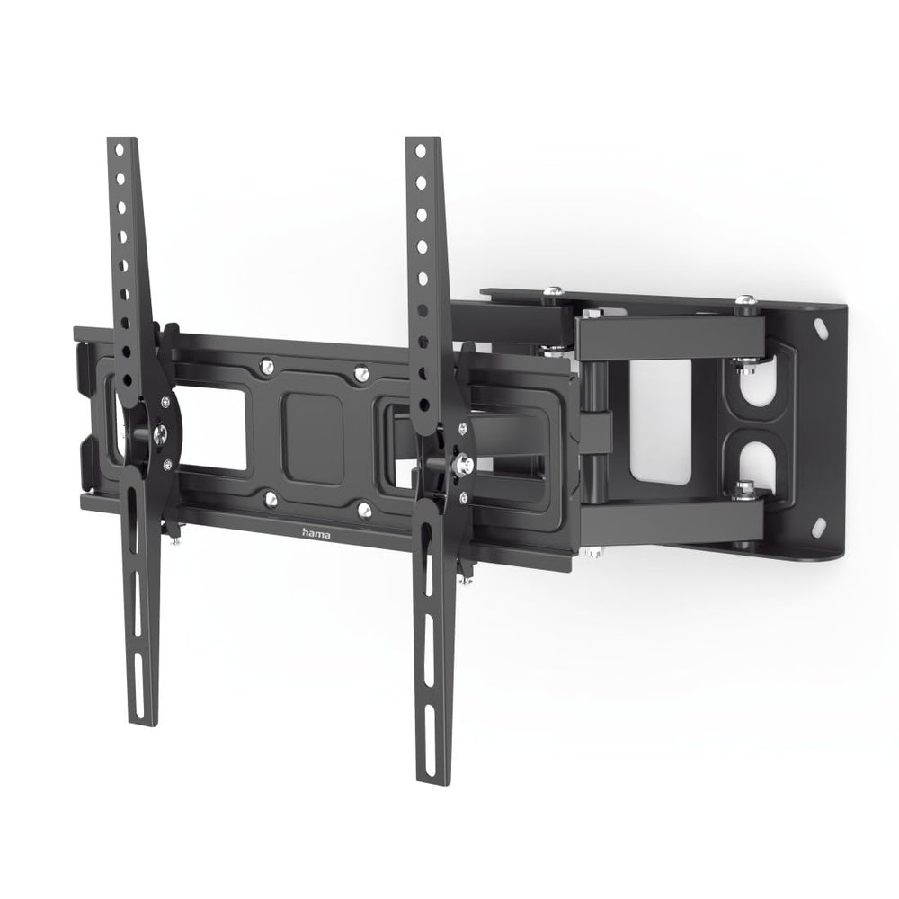 Hama Telescopic Tilting TV Wall Mount with 10 Year Guarantee (TV 32 to 65 inches, 165 cm 40 kg Max, Tilt -15/+15, Rotation 160, VESA 400 x 400, Cable Management, Fischer Plugs) Black