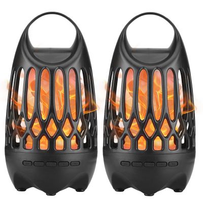 Tioneger Flame Outdoor Bluetooth Speaker, LED Table Lamp with Flame Light, Portable Wireless Waterproof LED Flickers Speaker with Handle, Gifts for Men (H1)