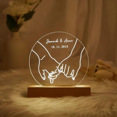 IZI POD Personalized LED Lamp, Custom Night Light as Valentines Day, Custom Night Light with Anniversary, Valentine's Day, Gift for Him, Wedding, Engagement, Couples,Bedroom, Custom Name and Date