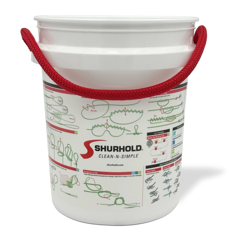Shurhold Boating and Fishing Knots 5-Gallon Rope Handled Bucket for Quick Identification and Knowledge to Tie and Practice Every Marine Knot