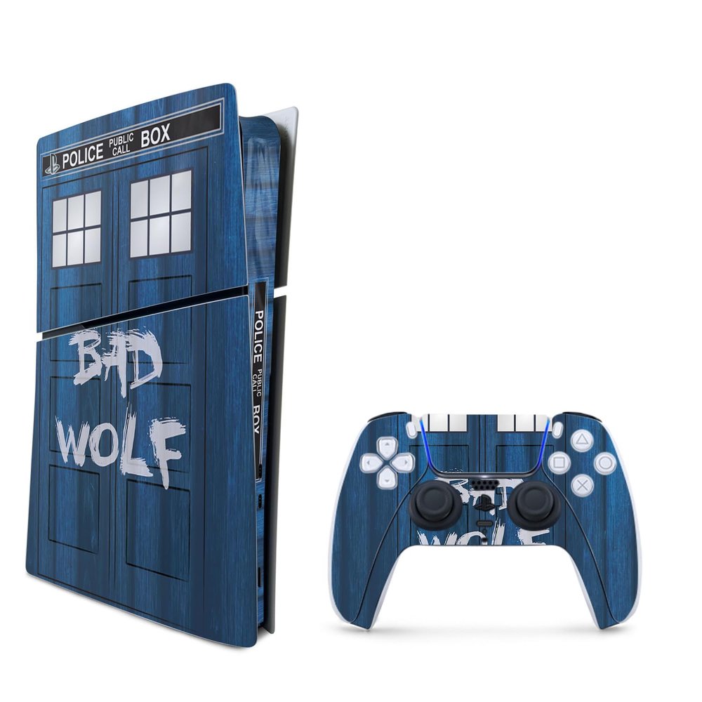 MightySkins Skin Compatible with PlayStation 5 Slim Digital Edition Bundle - Time Lord Box | Protective, Durable, and Unique Vinyl Decal wrap Cover | Easy to Apply | Made in The USA