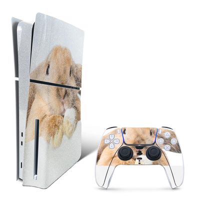 MightySkins Glossy Glitter Skin Compatible with Playstation 5 Slim Disk Edition Bundle - Lop Bunny | Protective, Durable High-Gloss Glitter Finish | Easy to Apply | Made in The USA