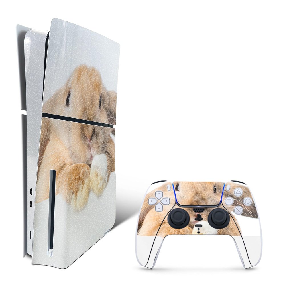 MightySkins Glossy Glitter Skin Compatible with Playstation 5 Slim Disk Edition Bundle - Lop Bunny | Protective, Durable High-Gloss Glitter Finish | Easy to Apply | Made in The USA