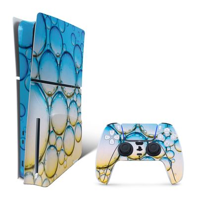 MightySkins Skin Compatible with PlayStation 5 Slim Disk Edition Bundle - Sunrise Bubbles | Protective, Durable, and Unique Vinyl Decal wrap Cover | Easy to Apply | Made in The USA