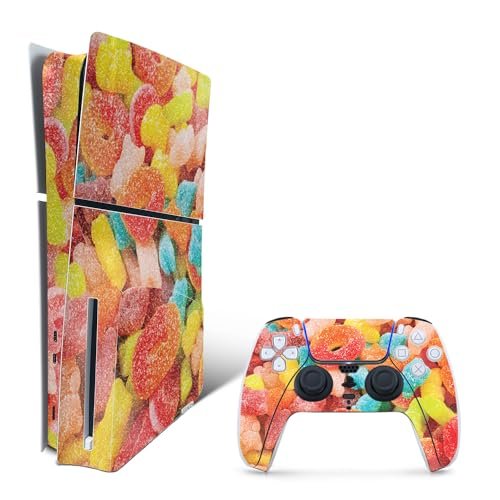 MightySkins Glossy Glitter Skin Compatible With Playstation 5 PS5 Slim Disc Edition Bundle - Gummy Candy | Protective, Durable High-Gloss Glitter Finish | Easy to Apply, Remove, and Change Styles | Made in The USA