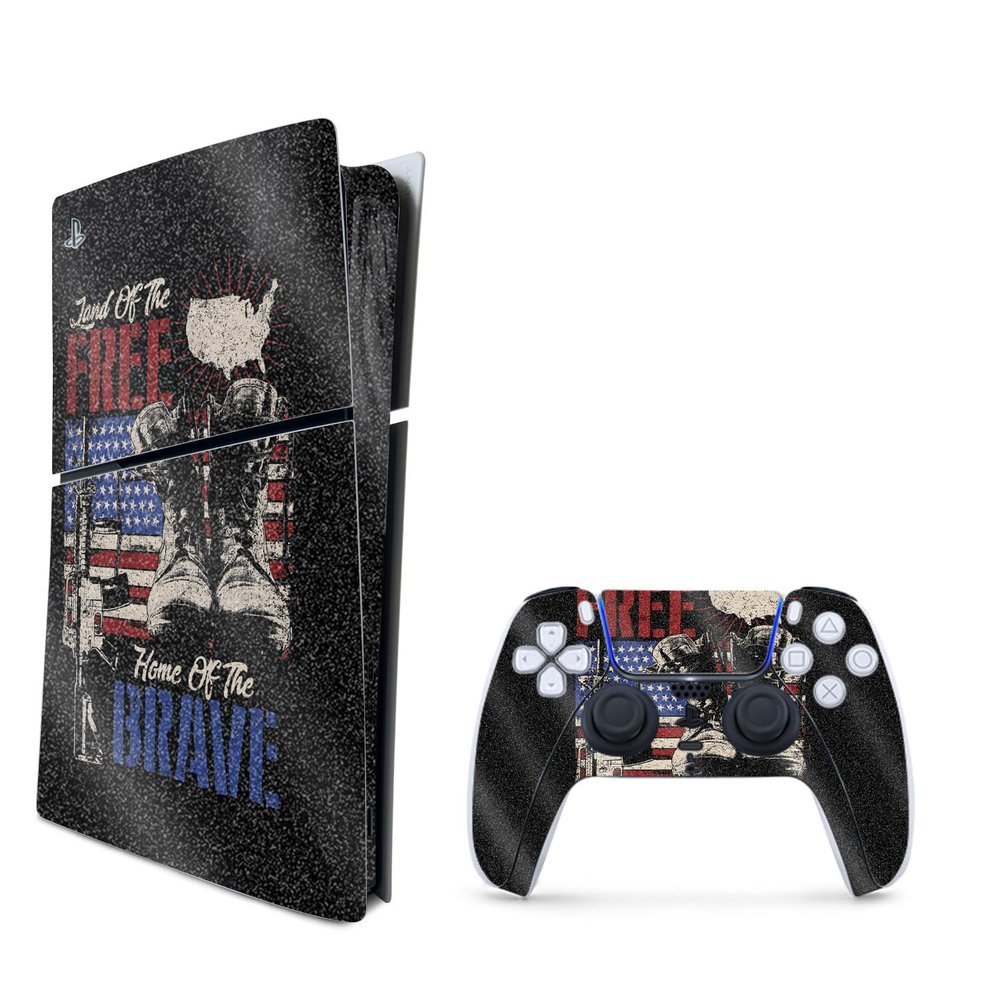 MightySkins Glossy Glitter Skin Compatible with Playstation 5 Slim Digital Edition Bundle - Land of The Free | Protective, Durable High-Gloss Glitter Finish | Easy to Apply | Made in The USA