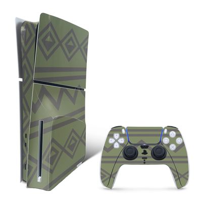 MightySkins Skin Compatible with Playstation 5 Slim Disk Edition Bundle - Green Western | Protective, Durable, and Unique Vinyl Decal wrap Cover | Easy to Apply | Made in The USA
