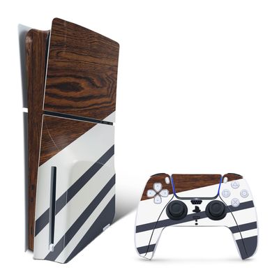 MightySkins Skin Compatible with PlayStation 5 Slim Disk Edition Bundle - Wood Formal | Protective, Durable, and Unique Vinyl Decal wrap Cover | Easy to Apply | Made in The USA