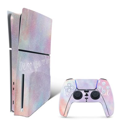 MightySkins Glossy Glitter Skin Compatible with Playstation 5 Slim Disk Edition Bundle - BeYouTiful | Protective, Durable High-Gloss Glitter Finish | Easy to Apply & Change Styles | Made in The USA