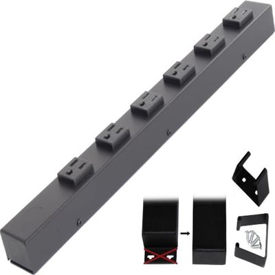16 Hardwired Power Strip (NO Power Cord), 6 Vertical Tamper Resistant Outlets (NEMA 5-15R - NOT 20Amp), NO Ears (Without mounting tabs on Both Ends), Black