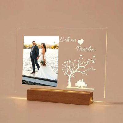 Personalized 3D Lamp Night Light Custom Photo And Text Lamp, Acrylic night light, Customized Valentine's Day, Wedding, Anniversary, Birthday, Christmas, Gift For Him, Names And Date, Couples, Her /2