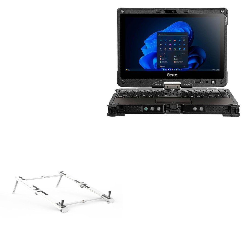 BoxWave Stand and Mount Compatible with Getac V110 G6 - Pocket Aluminum Stand 3-in-1, Portable Multi Angle Viewing Riser - Metallic Silver