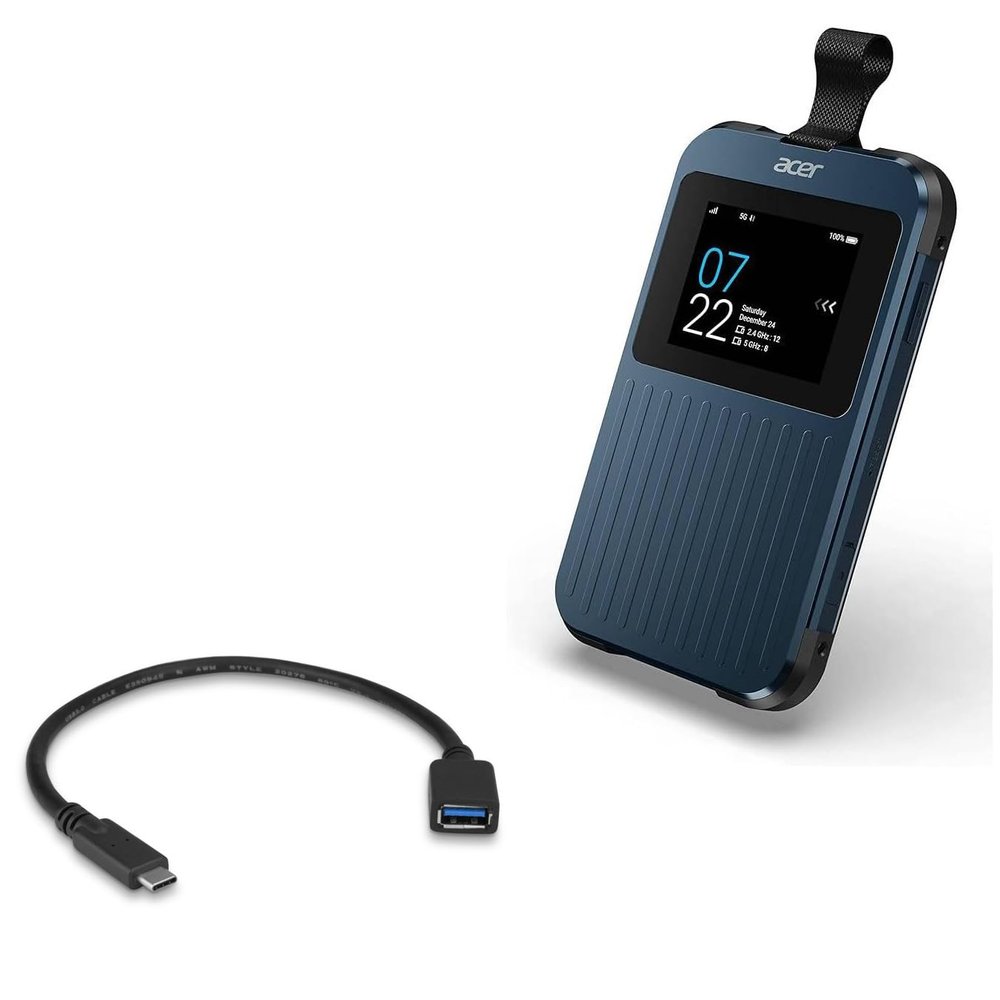 BoxWave Cable Compatible With Acer Connect Enduro M3 5G Mobile WiFi - USB Expansion Adapter, Add USB Connected Hardware to Your Phone