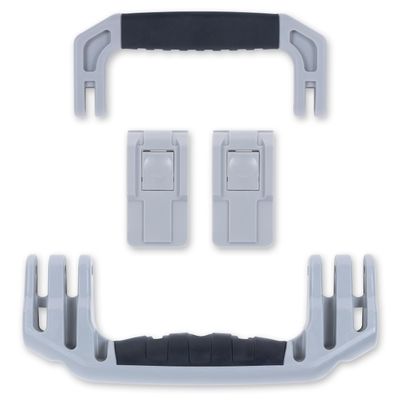 Pelican 1535 Replacement Handle & Latch Set by ColorCase - Silver Handle and Push Button Latches