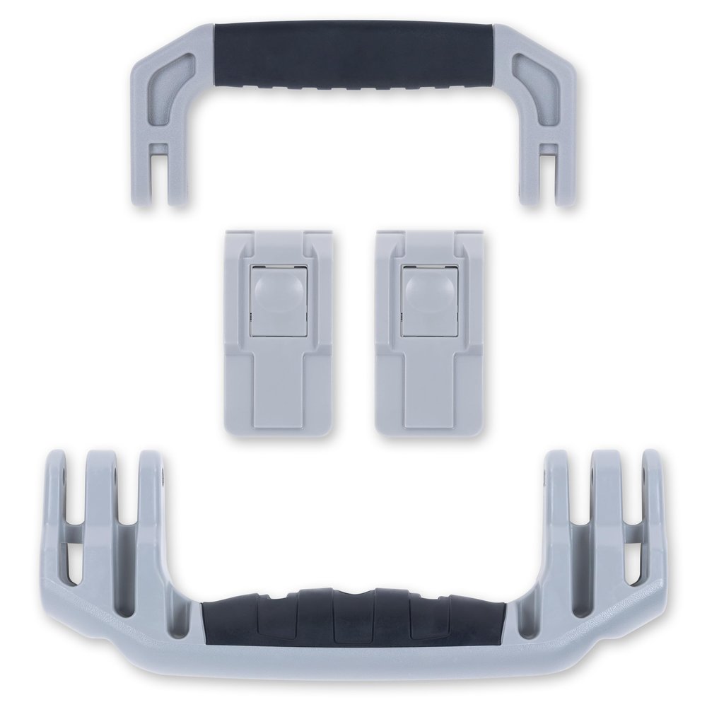 Pelican 1535 Replacement Handle & Latch Set by ColorCase - Silver Handle and Push Button Latches