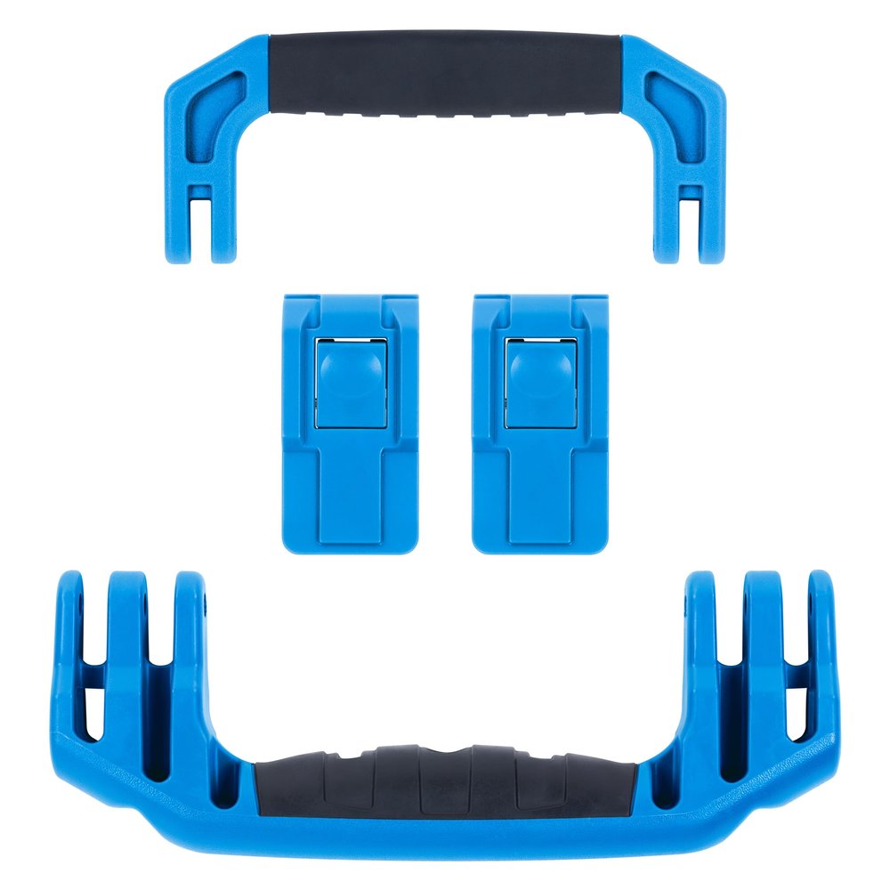 Pelican 1535 Replacement Handle & Latch Set by ColorCase - Blue Handle and Push Button Latches