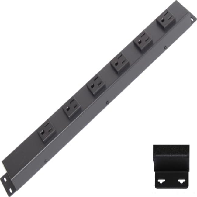 16 Hardwired Power Strip (NO Power Cord), 6 Vertical Tamper Resistant Outlets (NEMA 5-15R - NOT 20Amp), with Ears (with mounting tabs on Both Ends)