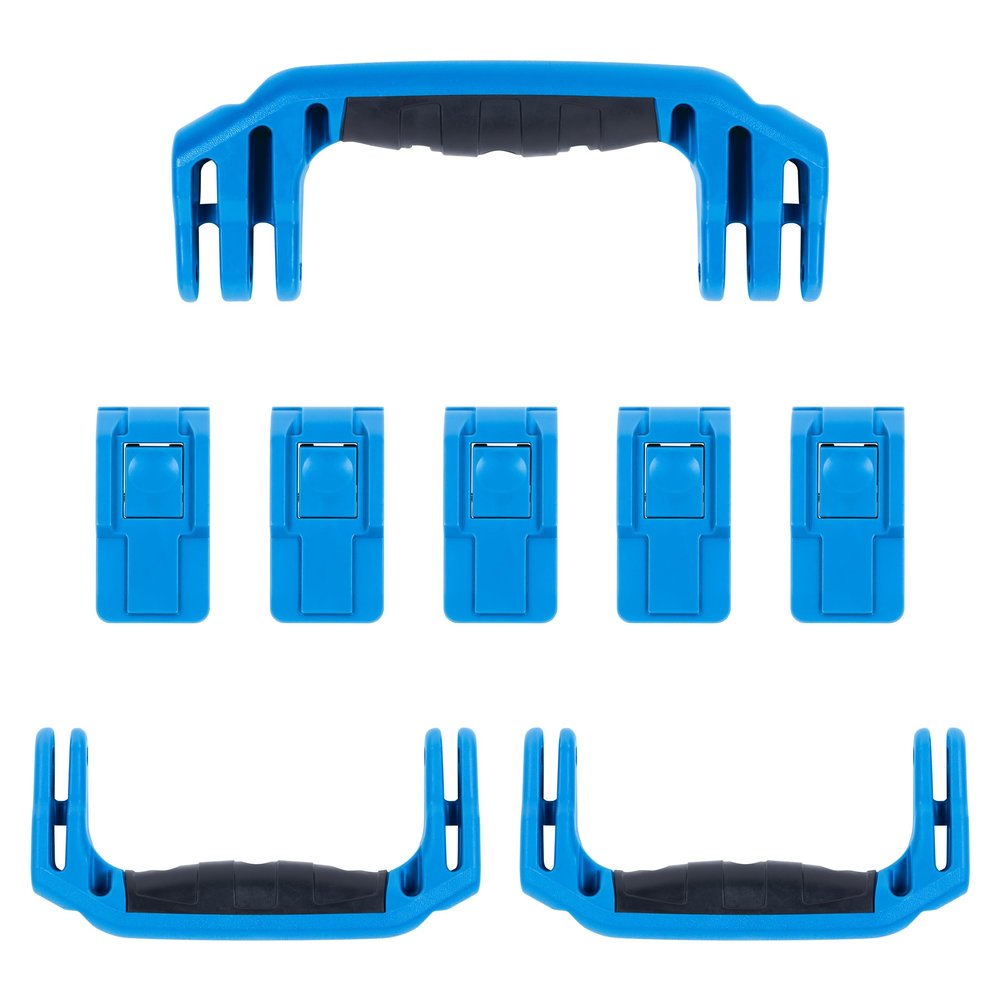Pelican 1595 Replacement Handle & Latch Set by ColorCase - Blue Handle and Push Button Latches