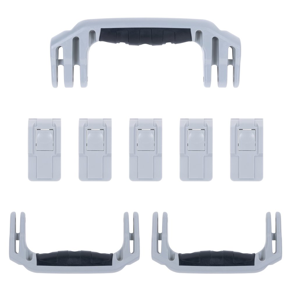 Pelican 1595 Replacement Handle & Latch Set by ColorCase - Silver Handle and Push Button Latches