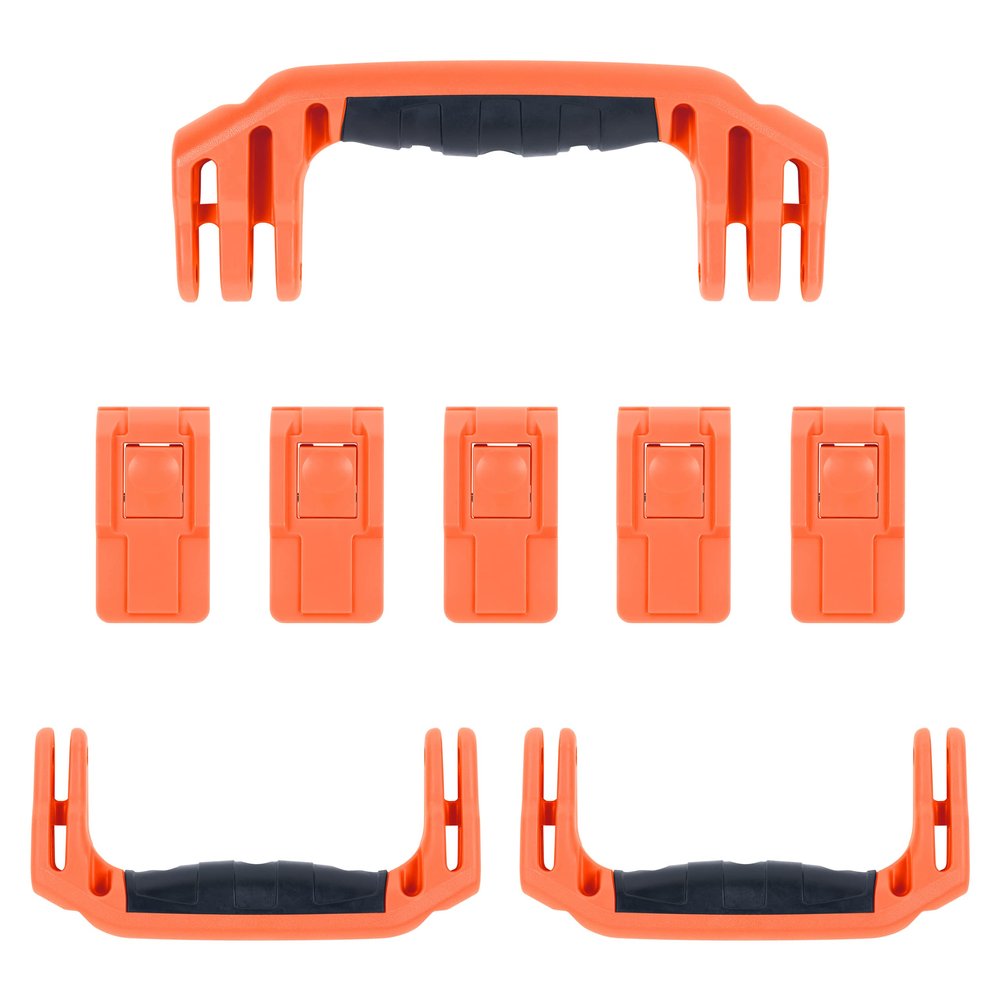 Pelican 1595 Replacement Handle & Latch Set by ColorCase - Orange Handle and Push Button Latches