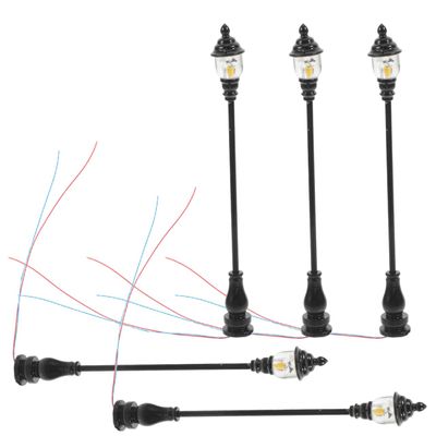 5pcs Mini Street Post Lights, Miniature Yard Lamp Model Garden Light Room Decor for DIY Micro Landscape