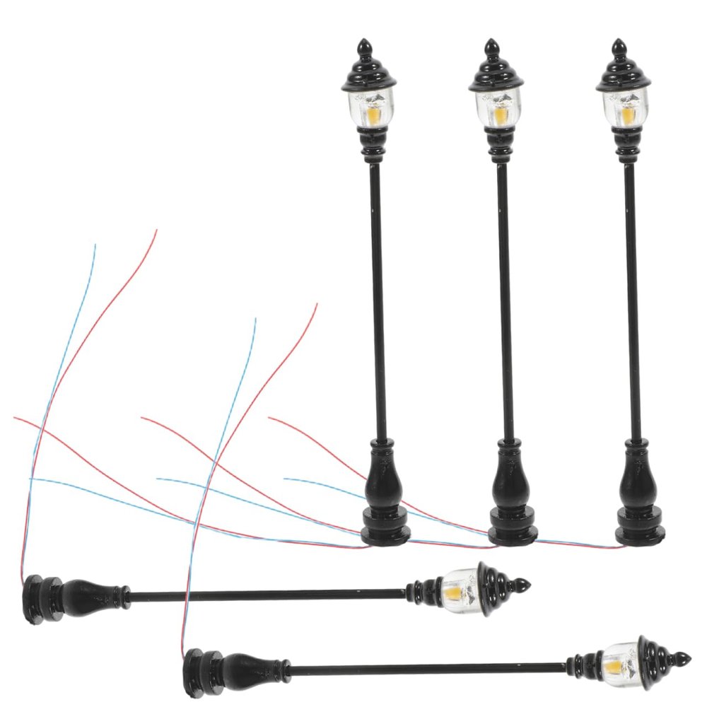 5pcs Mini Street Post Lights, Miniature Yard Lamp Model Garden Light Room Decor for DIY Micro Landscape