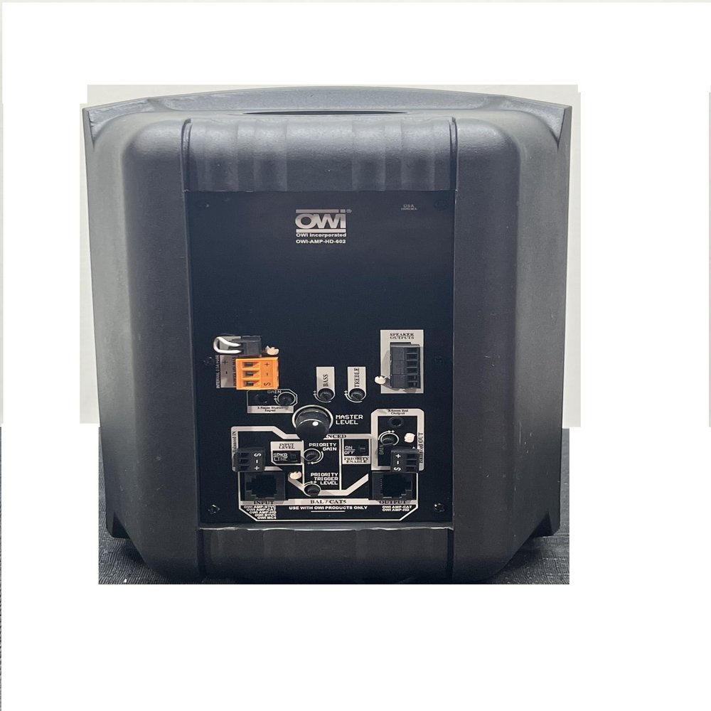 OWI AMP-HD-602-1B 20-Watt Amplified Surface Mount Speaker; 6-Inch Woofer; Comes with 15Volt DC Level V Power Supply; CAT5 Input and Output for Connection with OWI AMP and Devices; Black