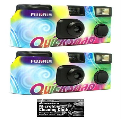 FUJIFILM QuickSnap Flash 400 One-Time-Use Disposable Camera (27 Exposures) - 2 Pack with Cloth