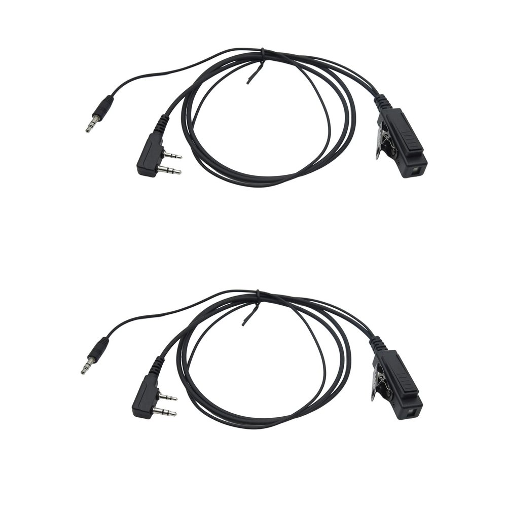 WODASEN Universal 2-Pin K1 to 3.5mm Audio Adapter with Push to Talk PTT Mic Connector Cable Compatible with Baofeng Kenwood Retevis Radio & 3.5 Jack Noise Cancelling Headset Earmuff with in-Line Mics