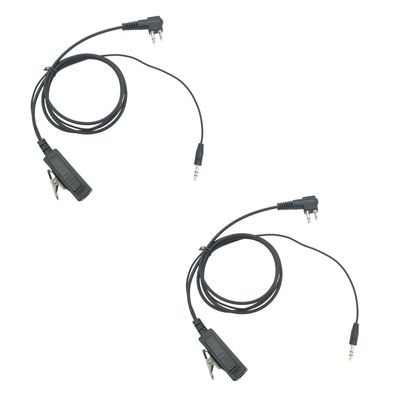Pdflie 2 Pin M1 to 3.5mm Audio Radio Adapter with PTT Mic Compatible with Motorola Most Brands Two Way Radios(2Pack)