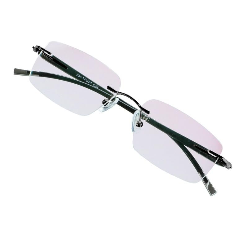 VisionGlobal Metal Readers for men/women Blue Light Blocking,Hand-set Diamond Fashion Square Glasses (Black Pink, No Magnification)