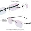 VisionGlobal Metal Readers for men/women Blue Light Blocking,Hand-set Diamond Fashion Square Glasses (Black Pink, No Magnification) view 2