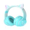YOYOTUNE Bluetooth Kids Headphones,Cat Ear LED Light Up Kids Wireless Headphones,Bluetooth 5.1&Stereo Sound, Foldable,Adjustable Headband,Children Headphone with Microphone for School/Tablet (Green) view 1