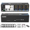 eKL Real Seamless Switching USB 3.0 HDMI KVM Switch Dual Monitors 4 Computers 4K@30Hz, 4 Port Extended Display, 3.5mm Audio, EDID Emulators, Button, Hotkey, Mouse, RS232 Code Switching view 1