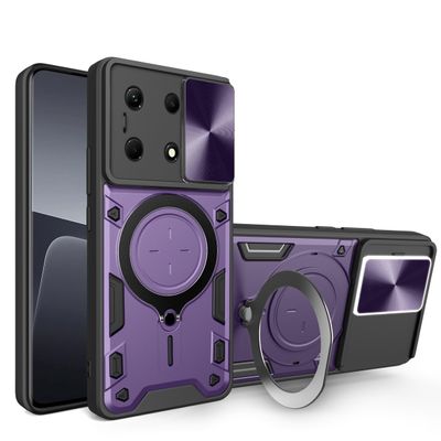 Pzwoxukhov Case Compatible with Infinix Note 30 4G,Bracket Shell with Slide Camera Lens Cover Case Compatible with Infinix Note 30 4G X6833B X6716B Case Purple